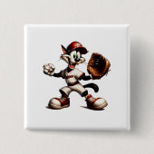 Goofy Cat Baseball Pitcher bricht auf Button (Vorderseite)