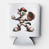 Goofy Cat Baseball Pitcher bricht auf Dosenkühler (Vorderseite)