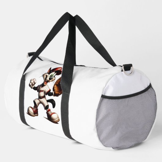 Goofy Cat Baseball Pitcher bricht auf Duffle Bag (Rechte Ecke)