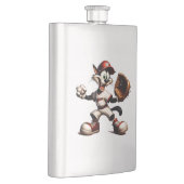 Goofy Cat Baseball Pitcher bricht auf Flachmann (Rechts)