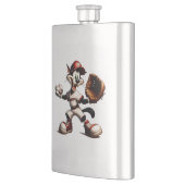 Goofy Cat Baseball Pitcher bricht auf Flachmann (Links)