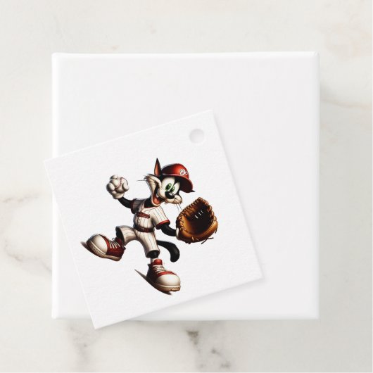 Goofy Cat Baseball Pitcher bricht auf Geschenkanhänger (Beispiel)