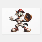 Goofy Cat Baseball Pitcher bricht auf Geschenkpapier Set (Vorderseite 2)