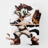 Goofy Cat Baseball Pitcher bricht auf Geschenkpapier Set (Beispiel)