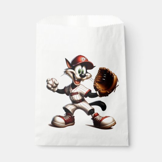 Goofy Cat Baseball Pitcher bricht auf Geschenktütchen (Vorderseite)