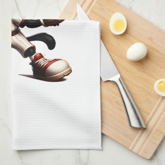 Goofy Cat Baseball Pitcher bricht auf Geschirrtuch (Viertel Falte)