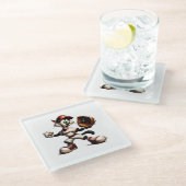 Goofy Cat Baseball Pitcher bricht auf Glasuntersetzer (Schrägansicht)