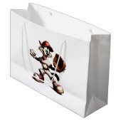 Goofy Cat Baseball Pitcher bricht auf Große Geschenktüte (Vorderseite Schrägansicht)