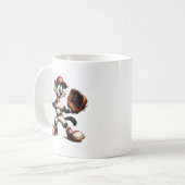 Goofy Cat Baseball Pitcher bricht auf Kaffeetasse (Vorderseite Links)
