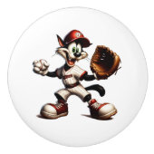 Goofy Cat Baseball Pitcher bricht auf Keramikknauf (Vorderseite)