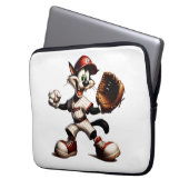 Goofy Cat Baseball Pitcher bricht auf Laptopschutzhülle (Vorderseite Links)