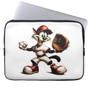 Goofy Cat Baseball Pitcher bricht auf Laptopschutzhülle