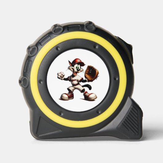 Goofy Cat Baseball Pitcher bricht auf Maßband (Vorderseite)