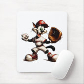 Goofy Cat Baseball Pitcher bricht auf Mousepad (Mit Mouse)