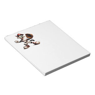 Goofy Cat Baseball Pitcher bricht auf Notizblock