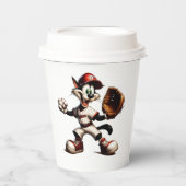 Goofy Cat Baseball Pitcher bricht auf Pappbecher (Vorderseite)