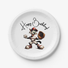 Goofy Cat Baseball Pitcher bricht auf Pappteller