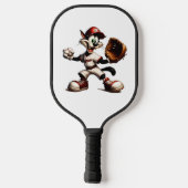 Goofy Cat Baseball Pitcher bricht auf Pickleball Schläger (Rückseite)