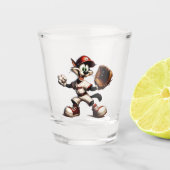 Goofy Cat Baseball Pitcher bricht auf Schnapsglas (Vorderseite)