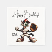 Goofy Cat Baseball Pitcher bricht auf Serviette (Vorderseite)