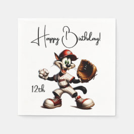 Goofy Cat Baseball Pitcher bricht auf Serviette