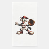 Goofy Cat Baseball Pitcher bricht auf Serviette (Vorderseite)