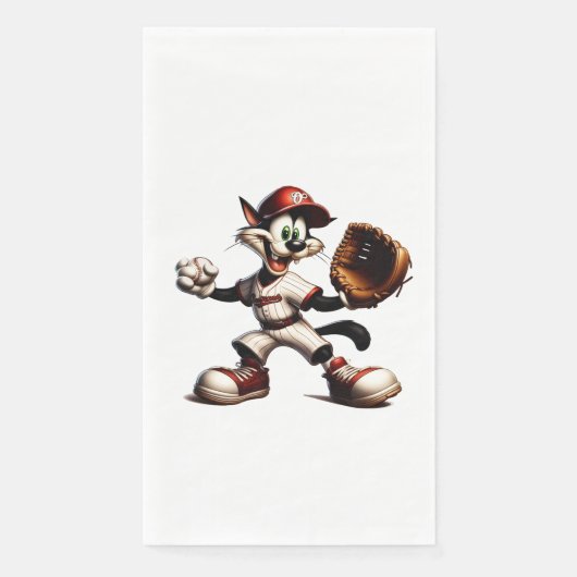 Goofy Cat Baseball Pitcher bricht auf Serviette (Vorderseite)