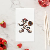 Goofy Cat Baseball Pitcher bricht auf Serviette (Beispiel)