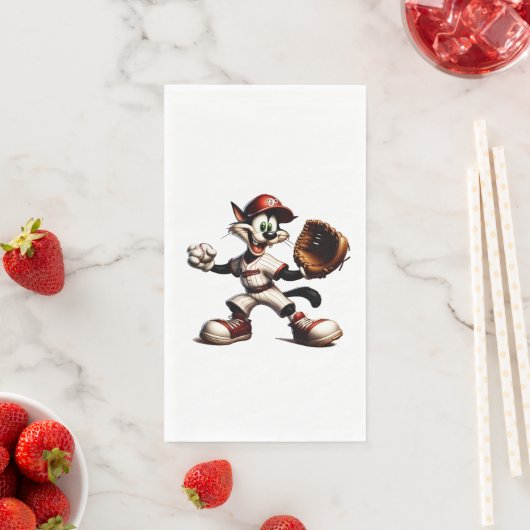 Goofy Cat Baseball Pitcher bricht auf Serviette (Beispiel)