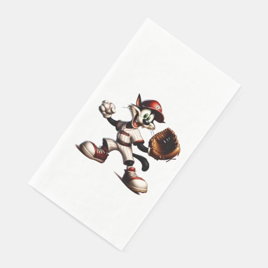Goofy Cat Baseball Pitcher bricht auf Serviette (Ecke)