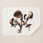 Goofy Cat Baseball Pitcher bricht auf Sherpadecke (Vorderseite (Horizontal))