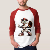 Goofy Cat Baseball Pitcher bricht auf T-Shirt (Vorderseite)