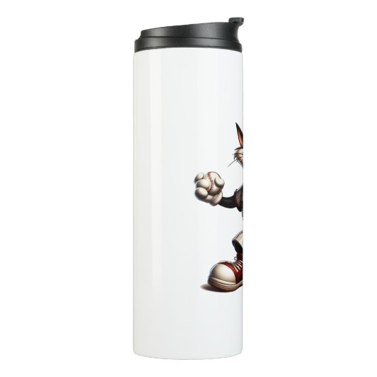 Goofy Cat Baseball Pitcher bricht auf Thermosbecher (Nach links gedreht)