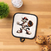 Goofy Cat Baseball Pitcher bricht auf Topflappen (Oben Unten)