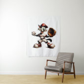Goofy Cat Baseball Pitcher bricht auf Wandteppich (Beispiel)