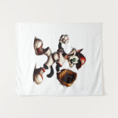 Goofy Cat Baseball Pitcher bricht auf Wandteppich (Vorderseite (Horizontal))