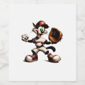 Goofy Cat Baseball Pitcher bricht auf Weinetikett (Einzelnes Label)