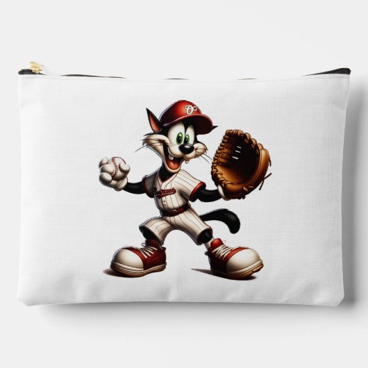 Goofy Cat Baseball Pitcher bricht auf Zubehörtasche (Vorderseite)