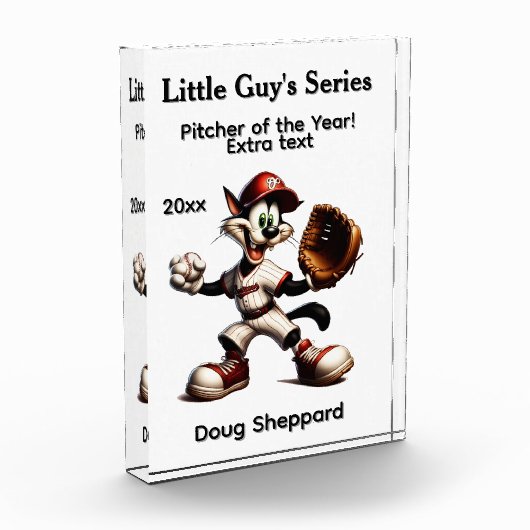 Goofy Cat Baseball Pitcher fünf Textbereiche Fotoblock (Links)