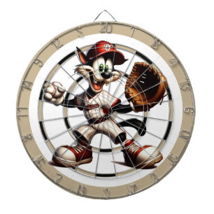 Goofy Cat Baseball Pitcher Windup Regulation Dartscheibe