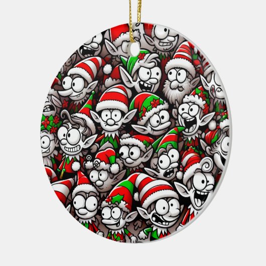 Goofy Christmas Elves Keramik Ornament (Links)