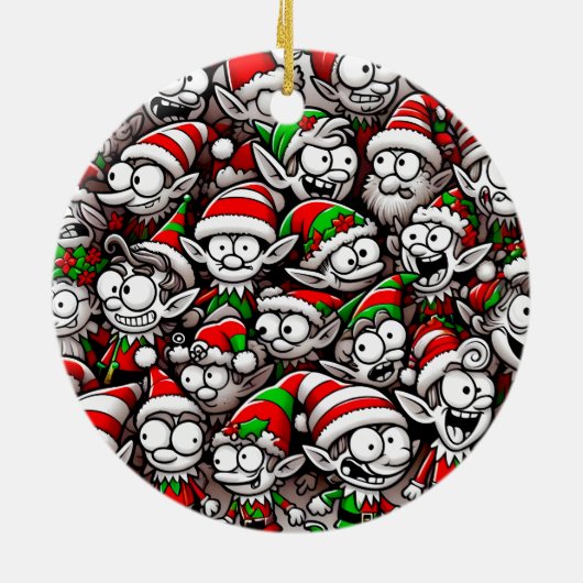 Goofy Christmas Elves Keramik Ornament (Hinten)