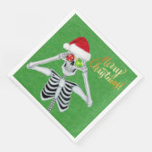 Goofy Christmas Skeleton Ornament Eyes Hat Green Serviette (Ecke)