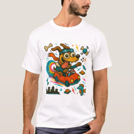 Goofy Dog Drive Through Space T-Shirt