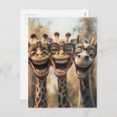 Goofy Giraffen in Brillen Feiertagspostkarte (Vorne/Hinten)