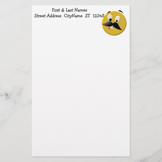 Goofy Happy Face mit Mustache Briefpapier (Vorderseite)