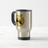 Goofy Happy Face mit Mustache Reisebecher (Vorderseite Links)