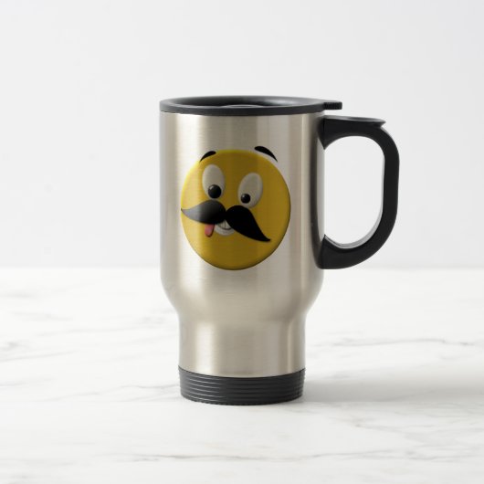 Goofy Happy Face mit Mustache Reisebecher (Rechts)