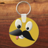 Goofy Happy Face mit Mustache Schlüsselanhänger (Vorderseite)
