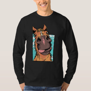Goofy Horcking Tongue Out Funny Funny Farm Animal T-Shirt